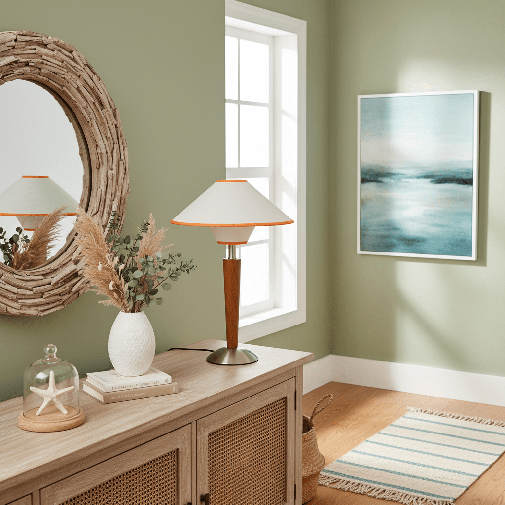 Zymorica | Midcentury Moderne Notenhouten Kolom Accent Tafellamp