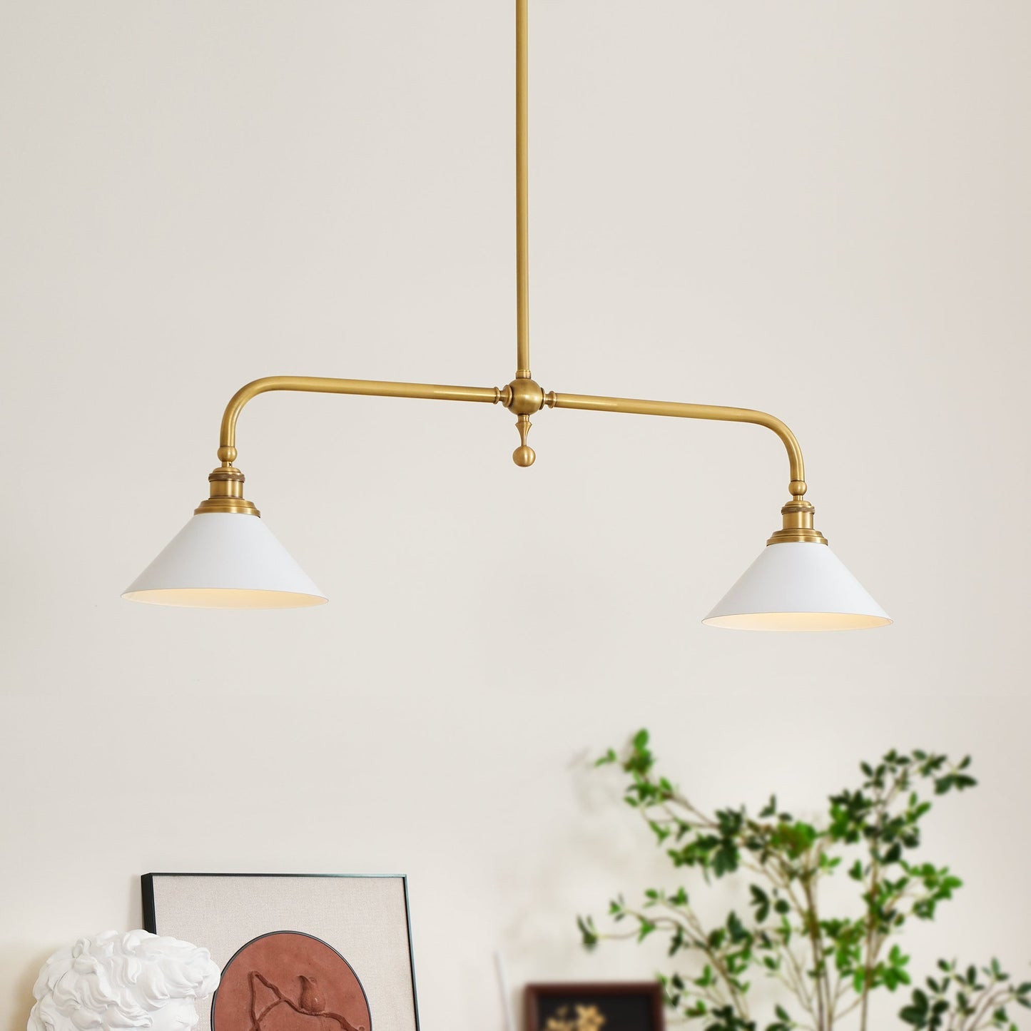Elowen | Midden Eeuw Metalen Frame Hanglamp met Dubbele Glazen Schermen