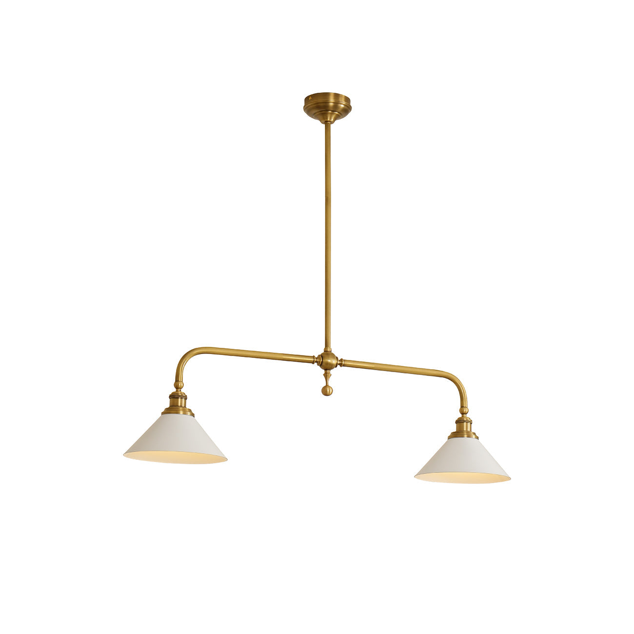 Elowen | Midden Eeuw Metalen Frame Hanglamp met Dubbele Glazen Schermen