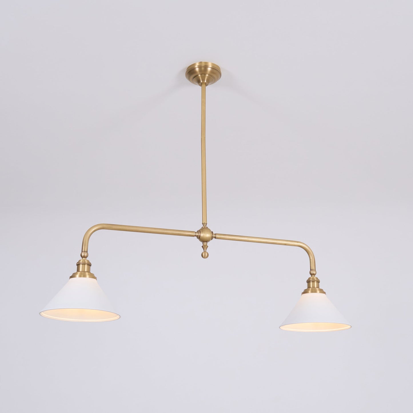 Elowen | Midden Eeuw Metalen Frame Hanglamp met Dubbele Glazen Schermen