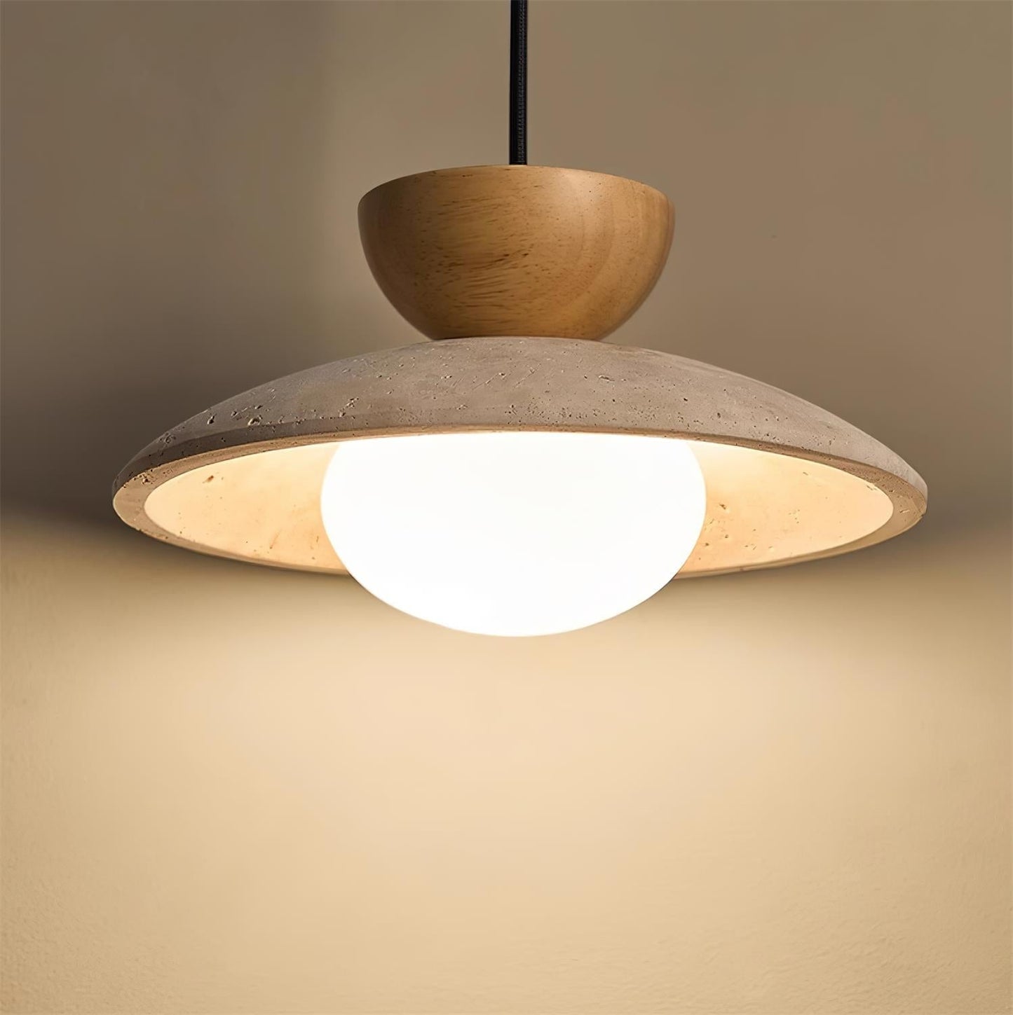 Veeda | Natuurlijke Travertin Steen Bol Hanglamp