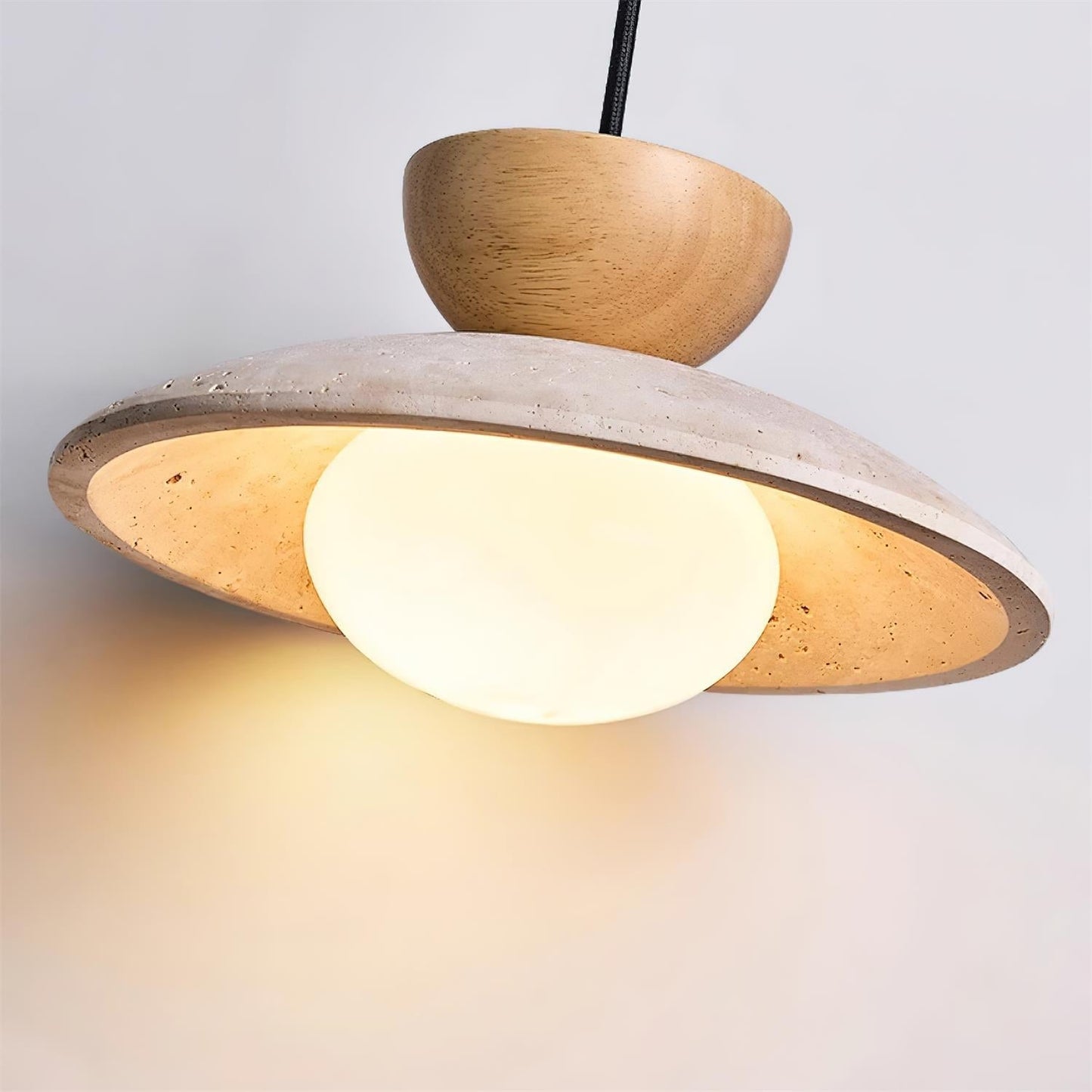 Veeda | Natuurlijke Travertin Steen Bol Hanglamp