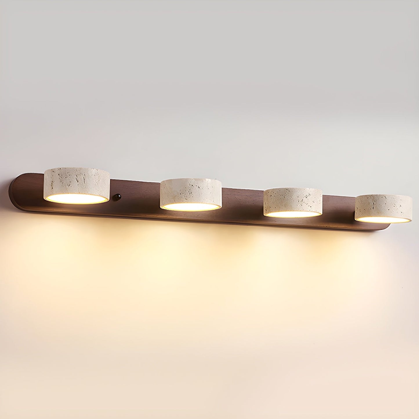 Calcera | Moderne Natuurlijke Travertijn Steen En Houten Wandlamp