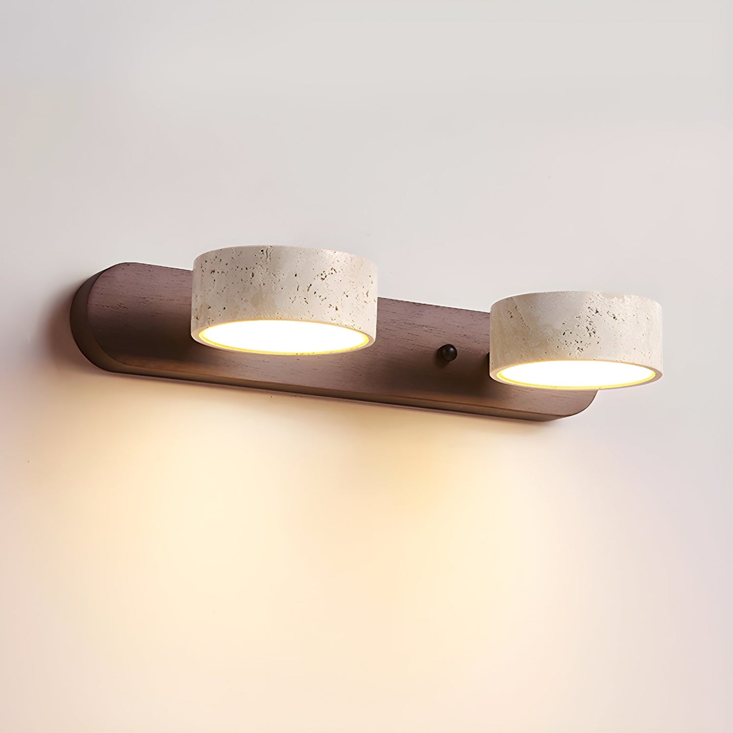 Calcera | Moderne Natuurlijke Travertijn Steen En Houten Wandlamp