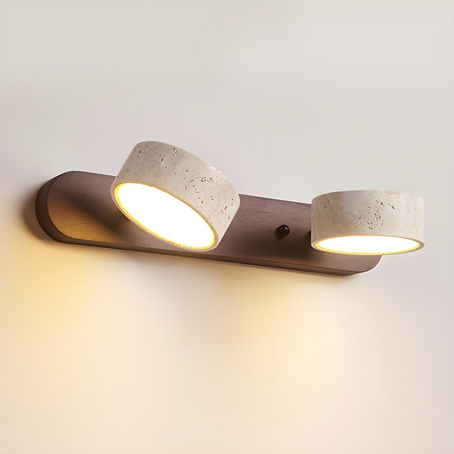 Calcera | Moderne Natuurlijke Travertijn Steen En Houten Wandlamp