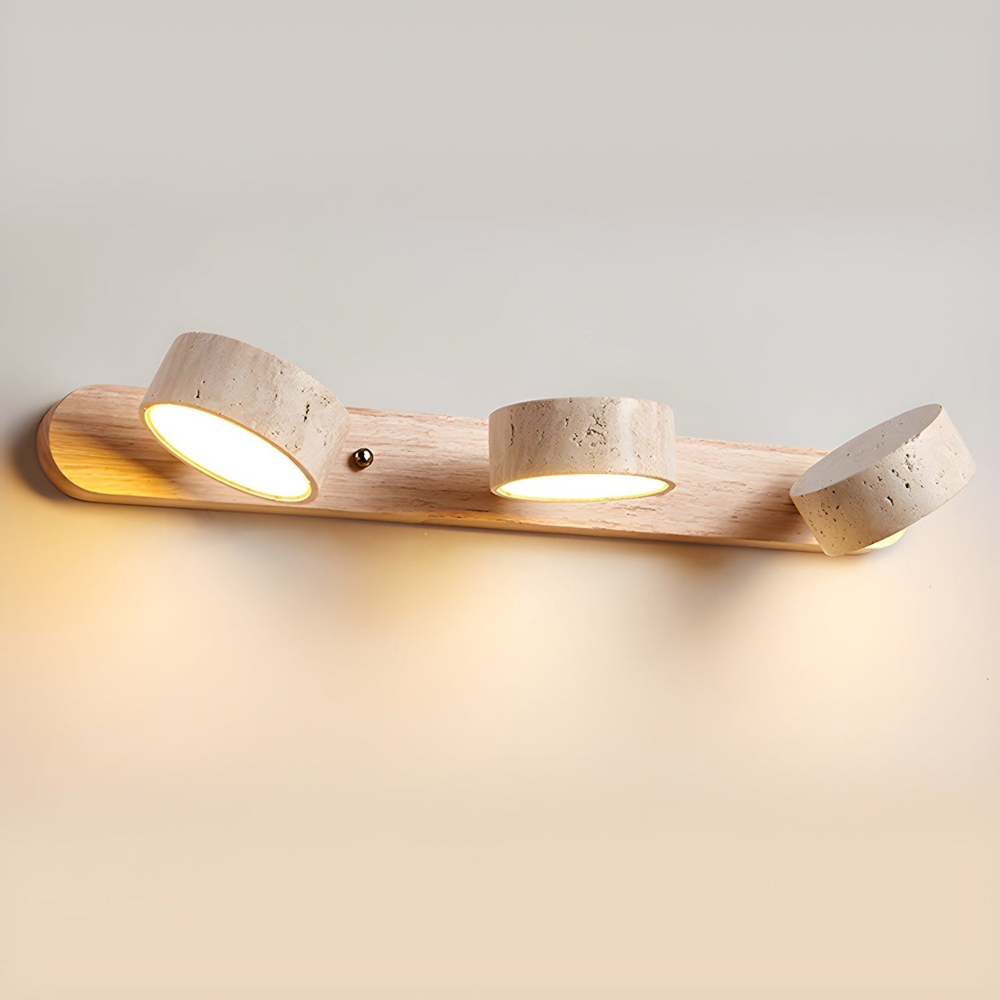 Calcera | Moderne Natuurlijke Travertijn Steen En Houten Wandlamp