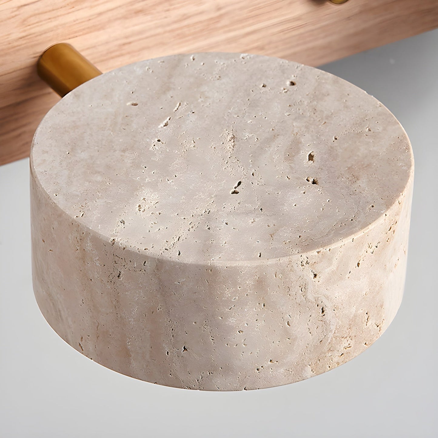 Calcera | Moderne Natuurlijke Travertijn Steen En Houten Wandlamp