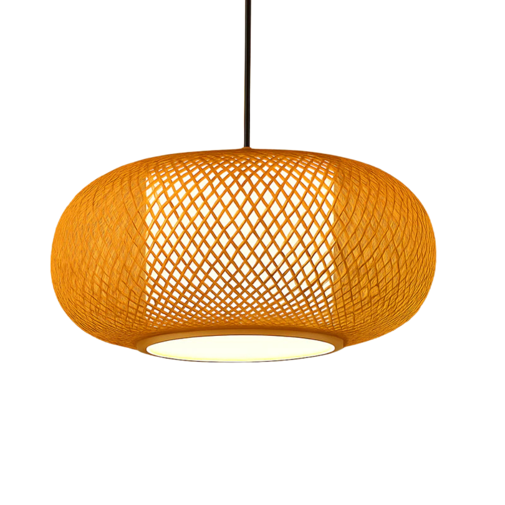 Varengis | Handgeweven Rotan Strohoed Silhouet Bamboe Hanglamp
