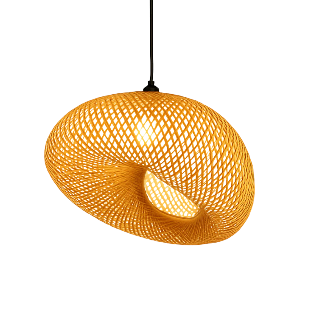 Varengis | Handgeweven Rotan Strohoed Silhouet Bamboe Hanglamp