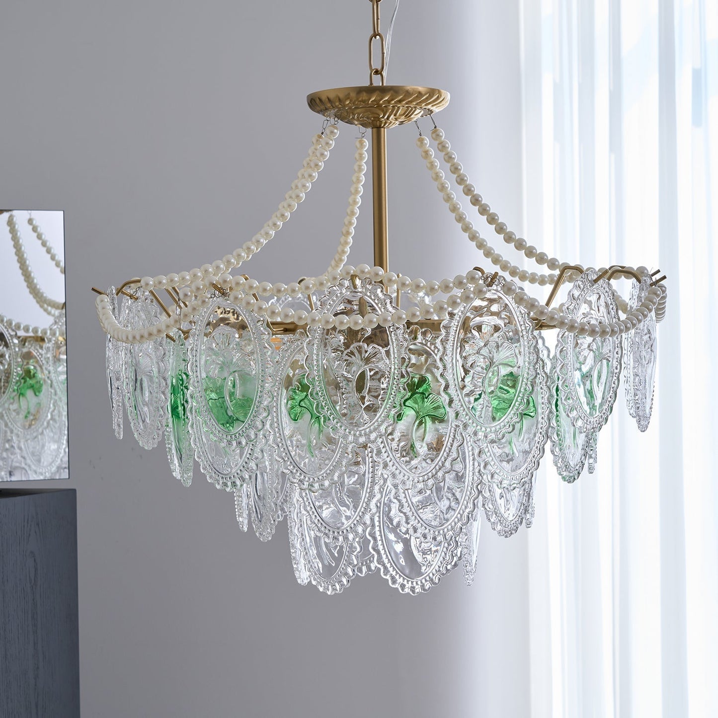 Solvair | Stralende Cascading Pearl Luxe Glazen Kroonluchter