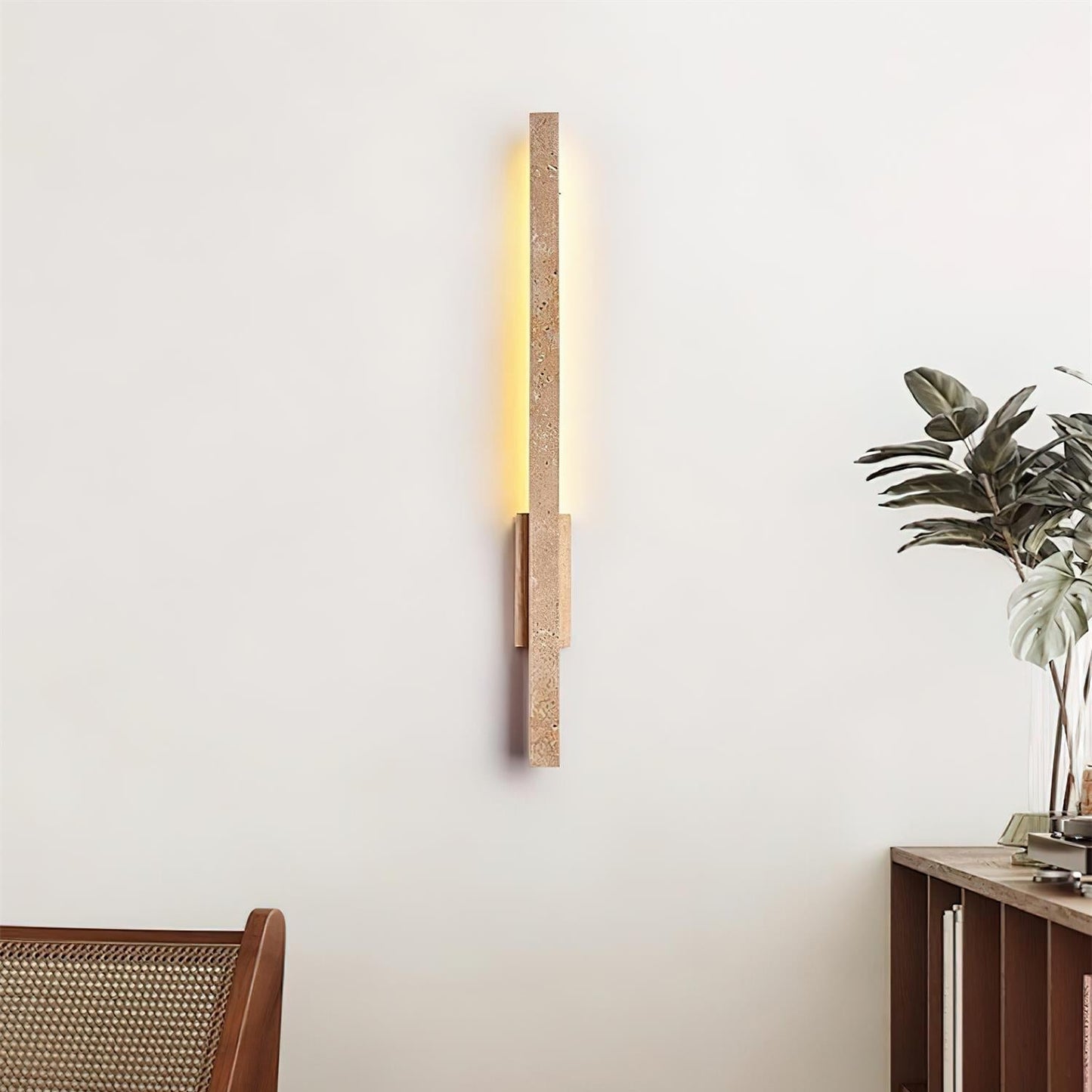Aeryss | Lineaire Architectonische Travertijn Steen Wandlamp