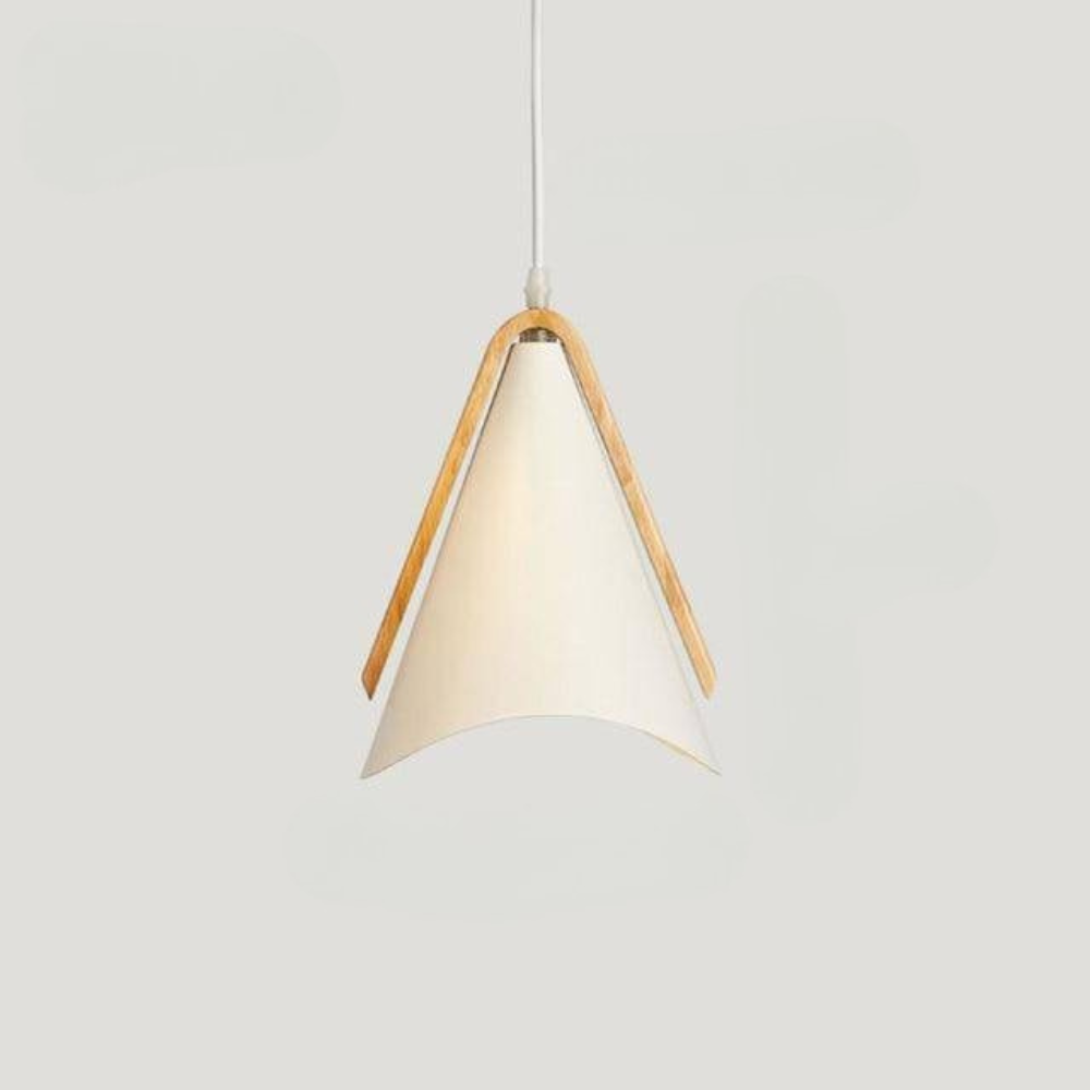 Veldoran | Noordse taps toelopende houten en ijzeren hanglamp