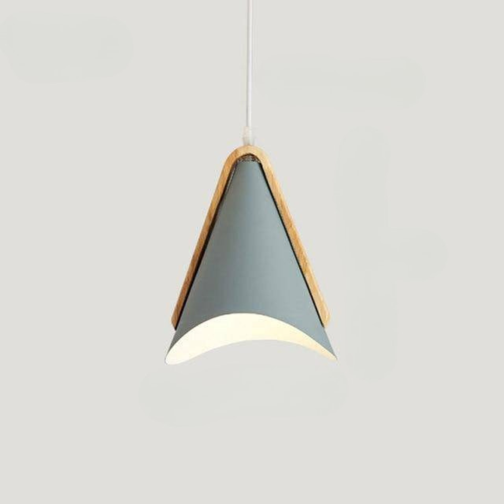 Veldoran | Noordse taps toelopende houten en ijzeren hanglamp