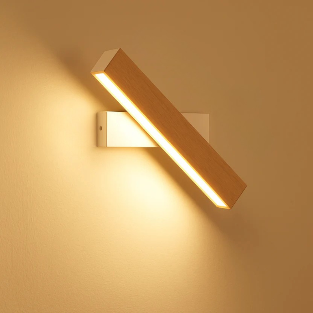 Veldromi | Scandinavische cilindrische draaibare houten leeswandlamp