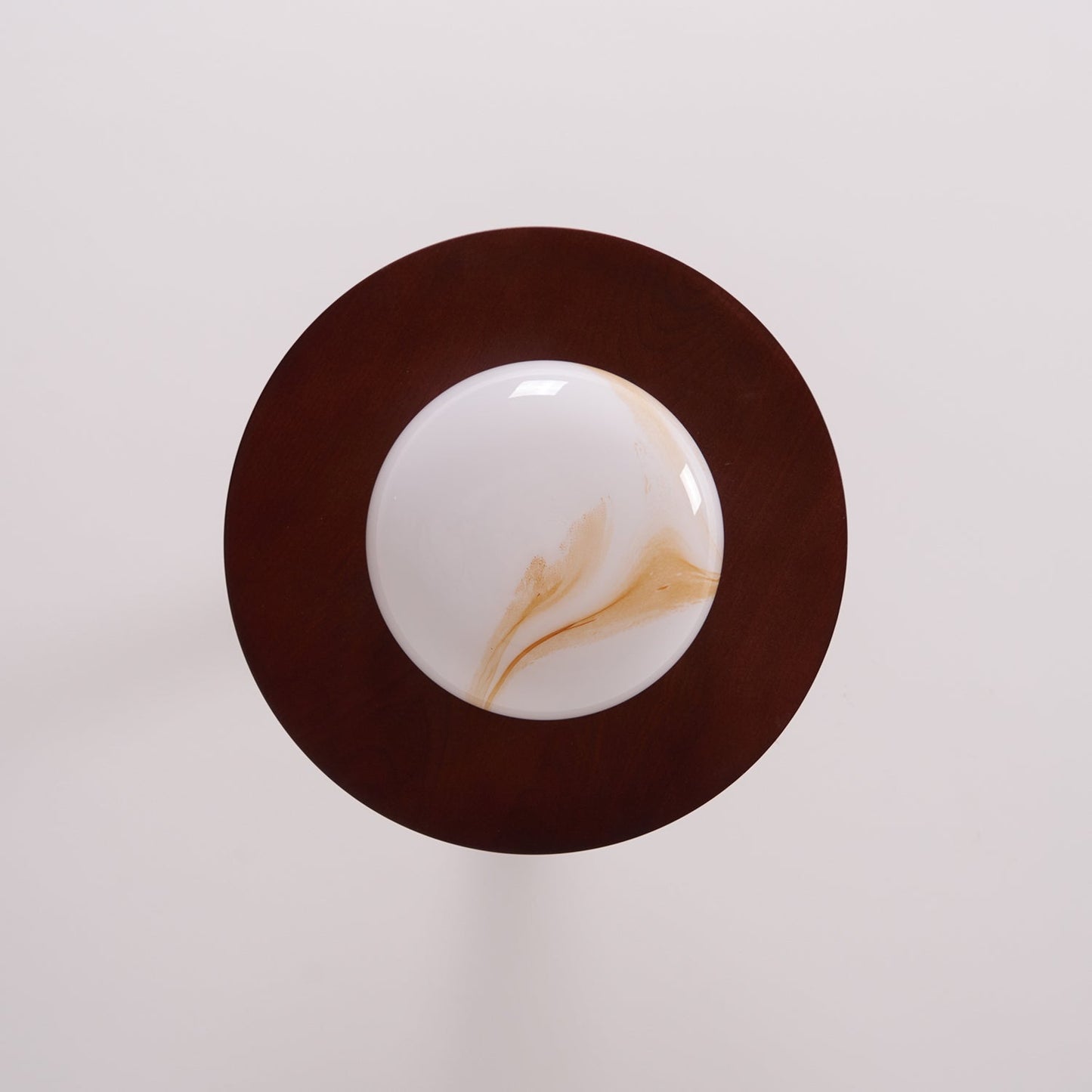 Midthos | Mid Century Houten Alabaster Koepel Inbouw Plafondlamp