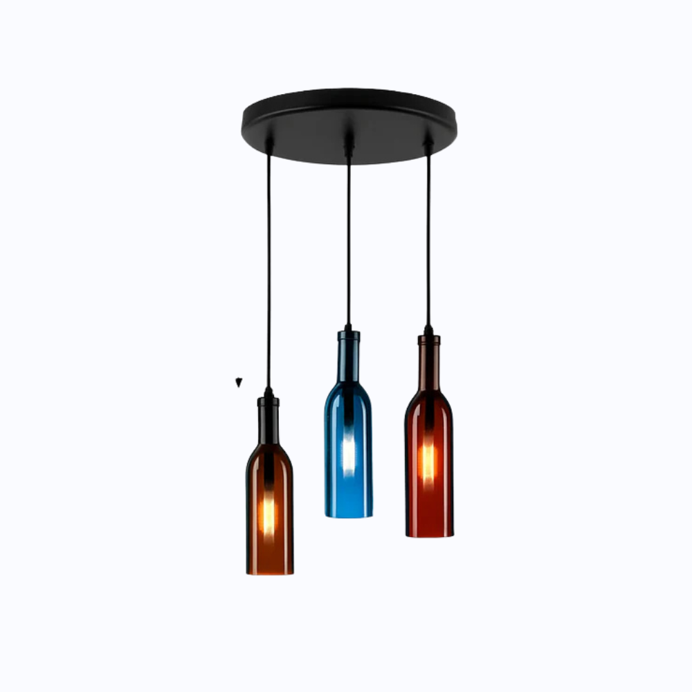 Vireloft | Gesculpteerde Wijnfles Glazen Art Deco Hanglamp