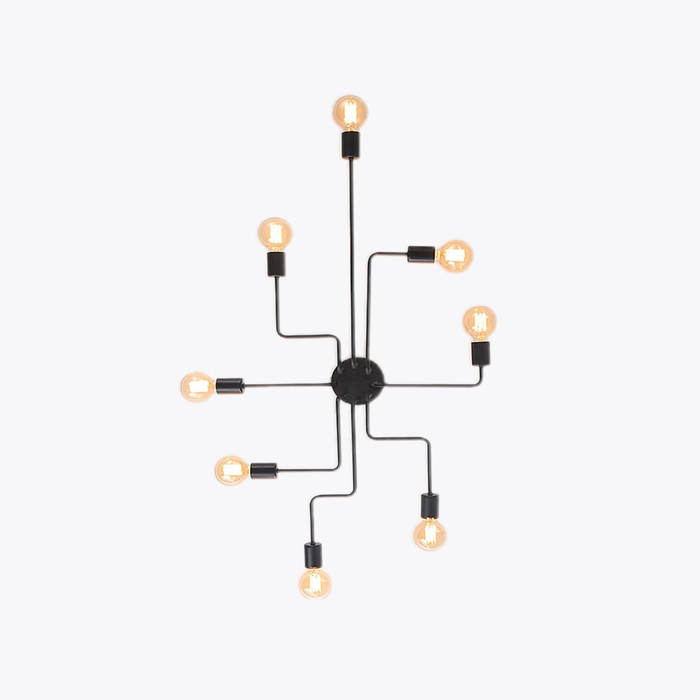 Vorora | Minimalistische Industriële Zwarte Multi Arm Plafondlamp