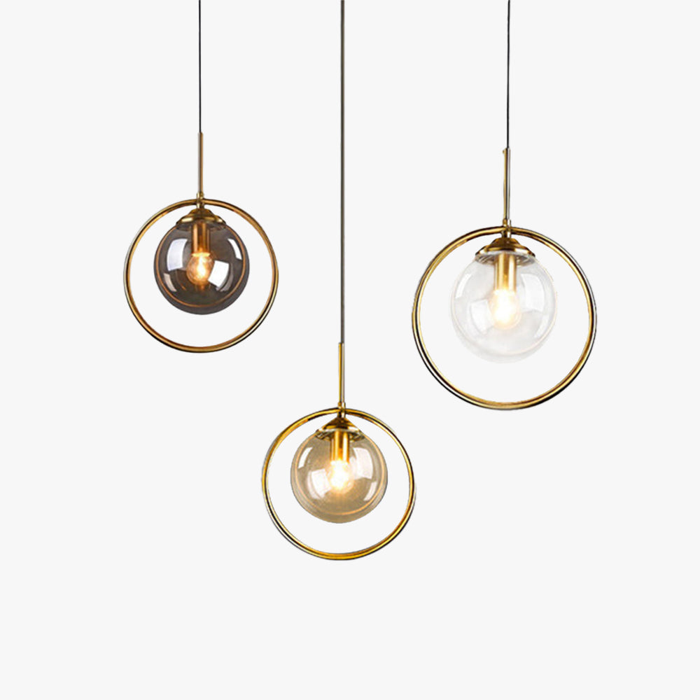 Luvie | Elegante Glazen Globe Hanglamp met Stijlvolle Metalen Ring