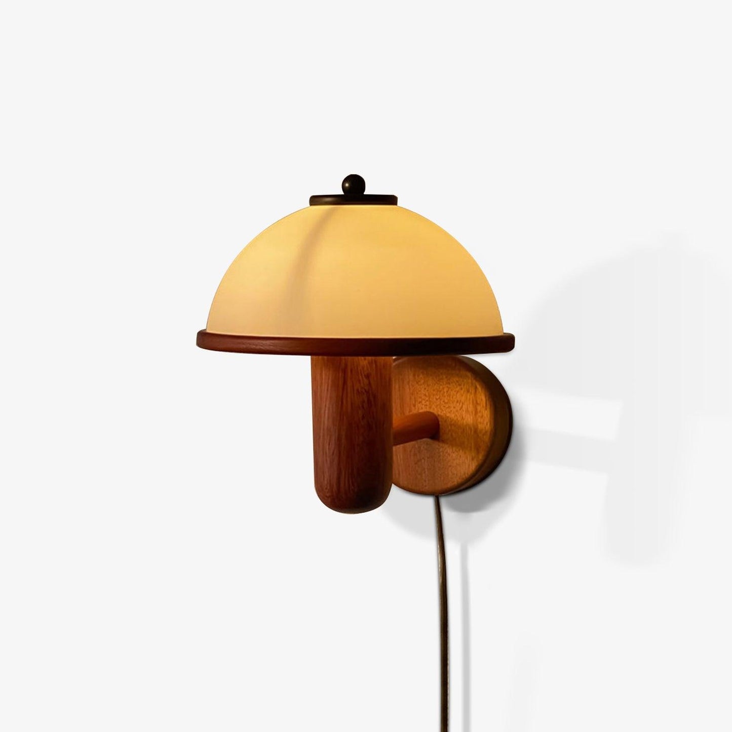 Belmontis | Paddenstoel silhouet gebogen houten kap wandlamp