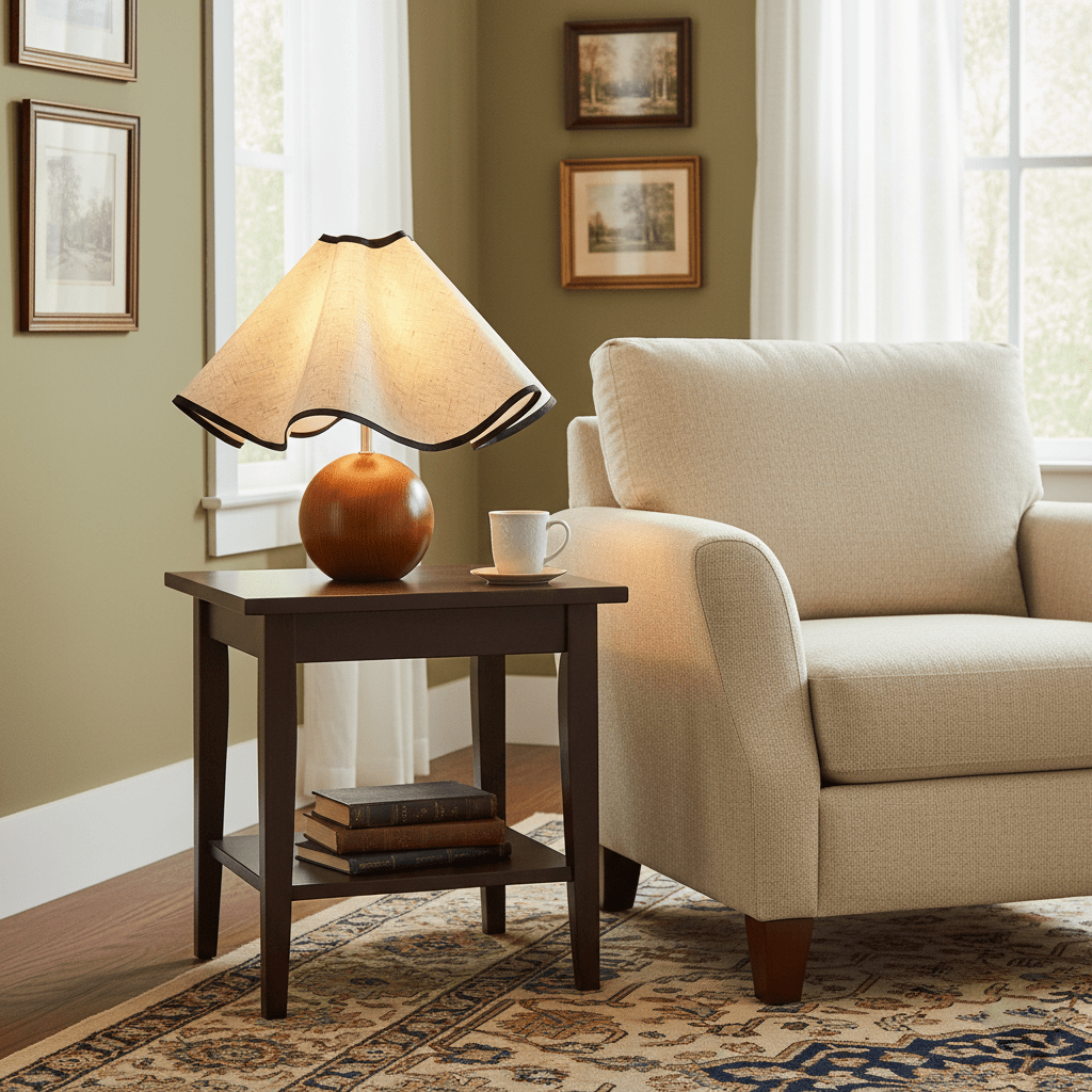 Meriloch | Sculpturale golf stoffen houten basis tafellamp