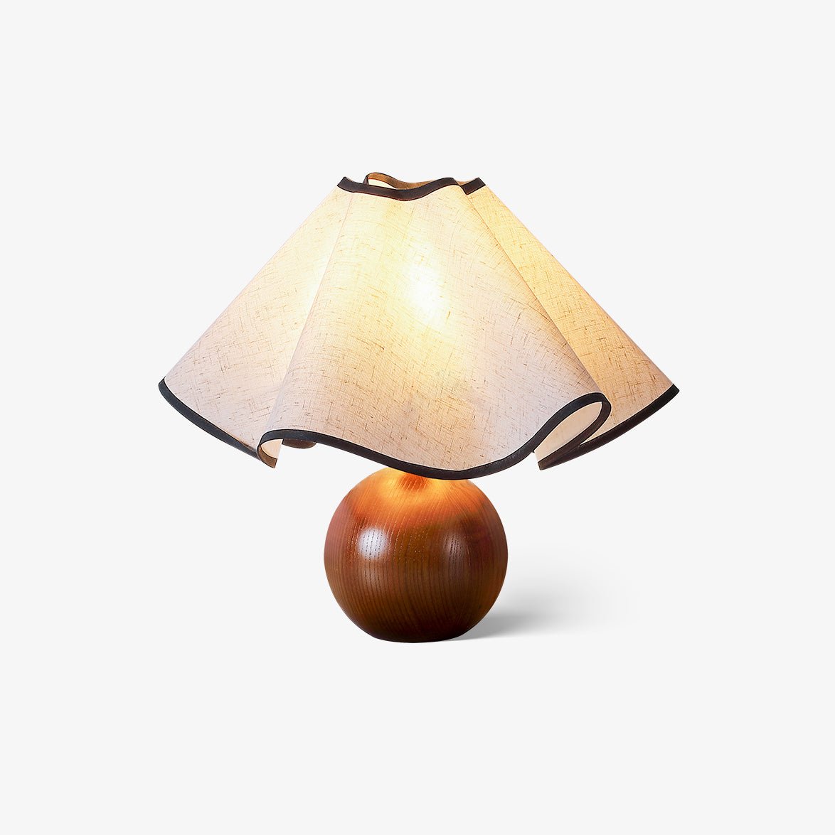 Meriloch | Sculpturale golf stoffen houten basis tafellamp