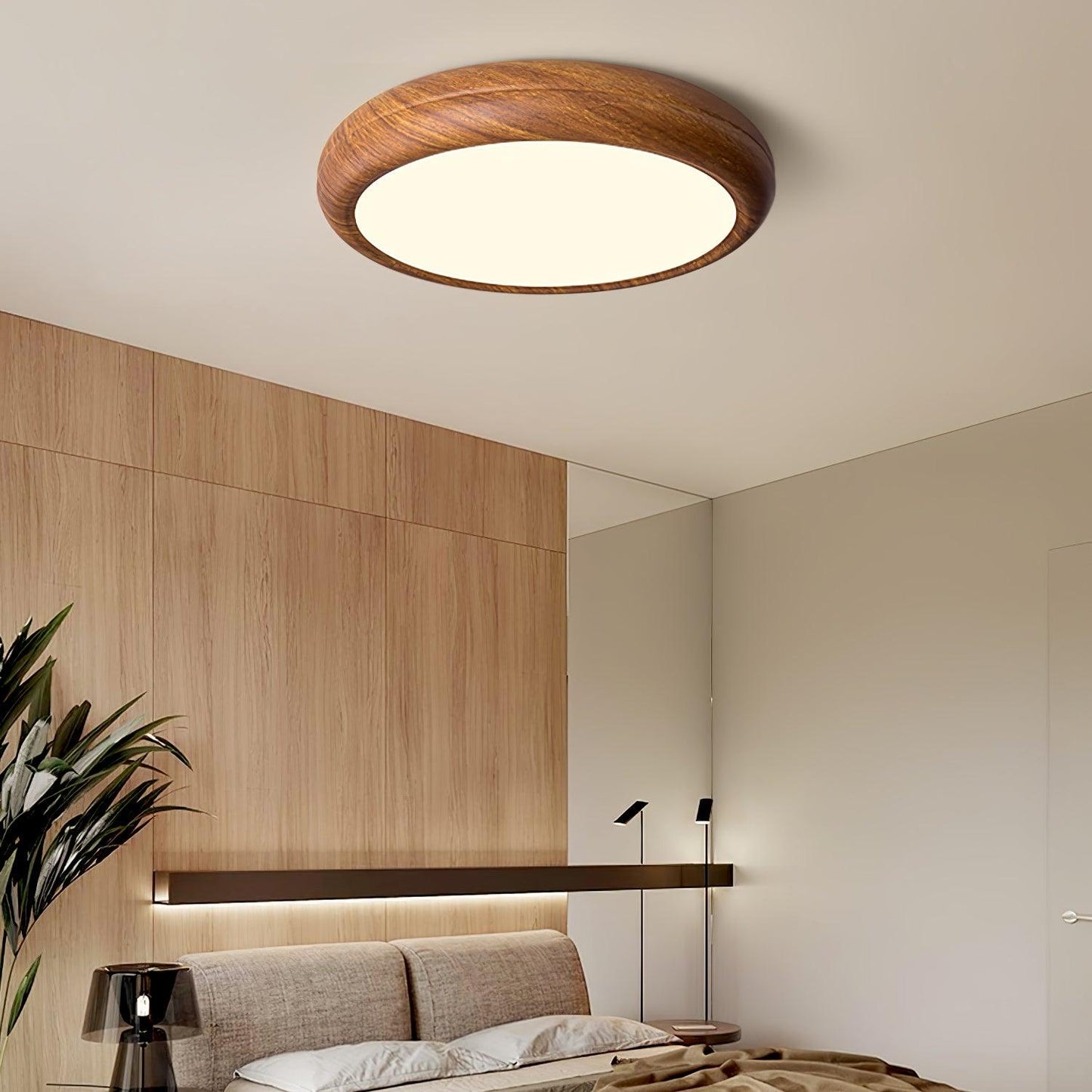 Liro | Elegante Ronde Houtnerf Plafondlamp