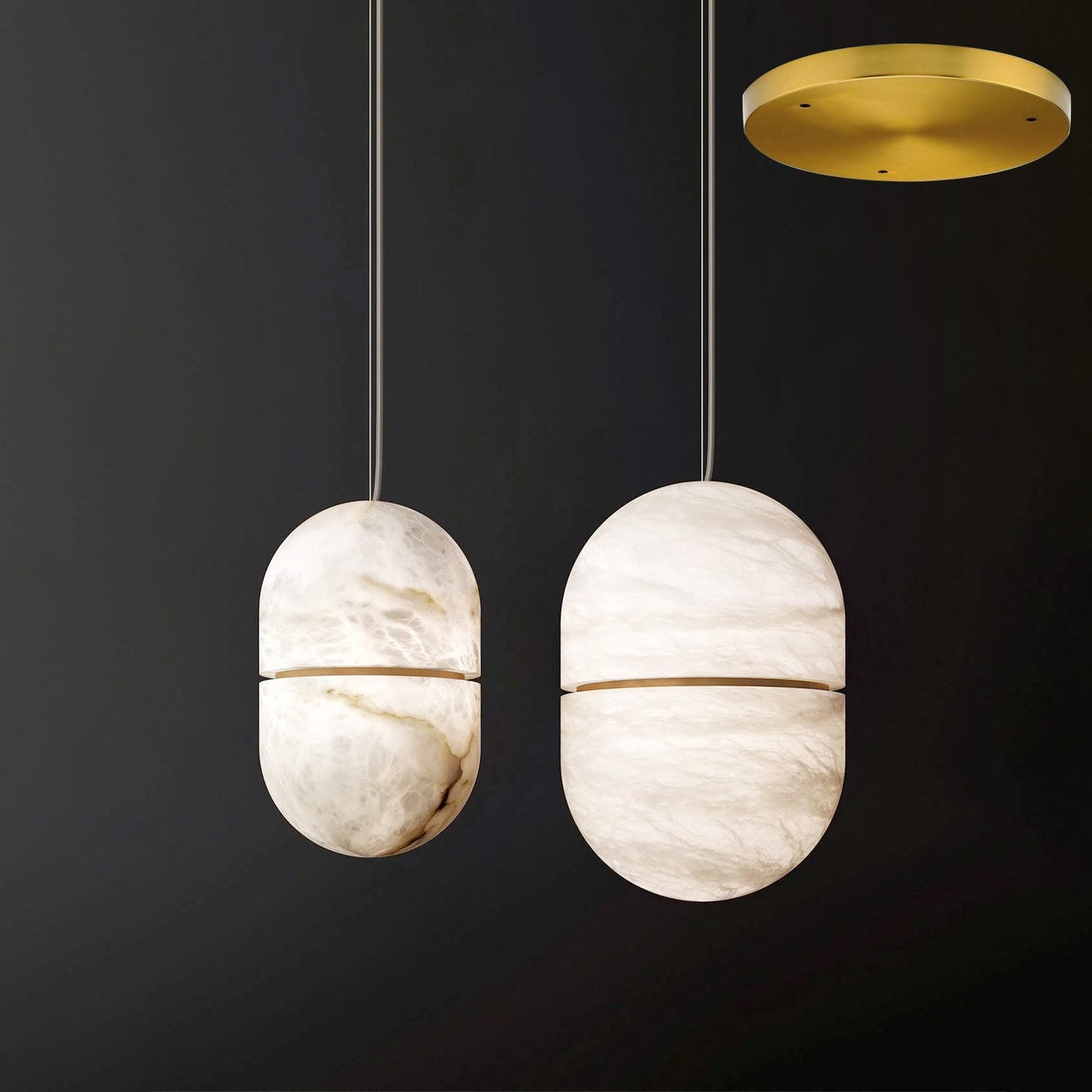 Caythos | Sculpturale Capsule Alabaster Steen Hanglamp