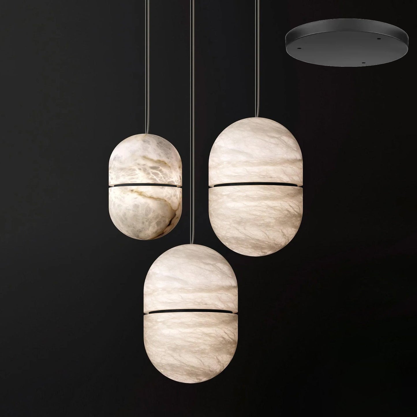 Caythos | Sculpturale Capsule Alabaster Steen Hanglamp