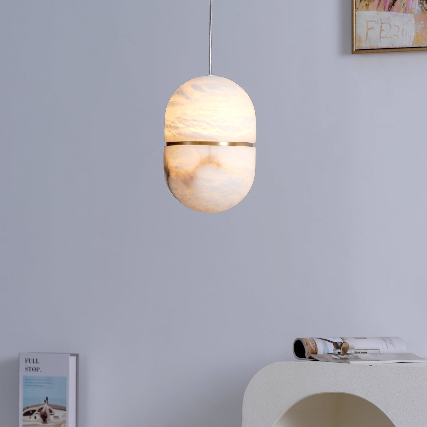 Caythos | Sculpturale Capsule Alabaster Steen Hanglamp