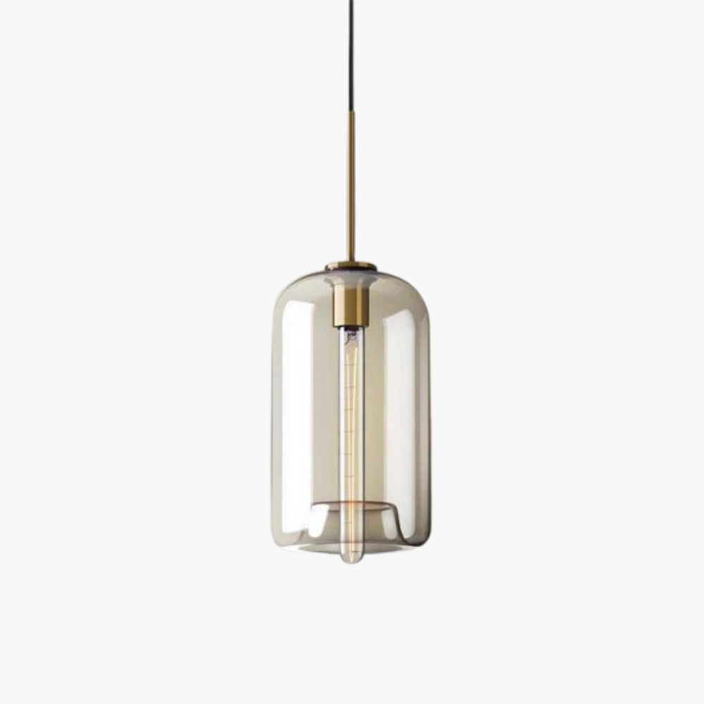Zephirum | Geribd amberkleurig glas industriële stijl hanglamp