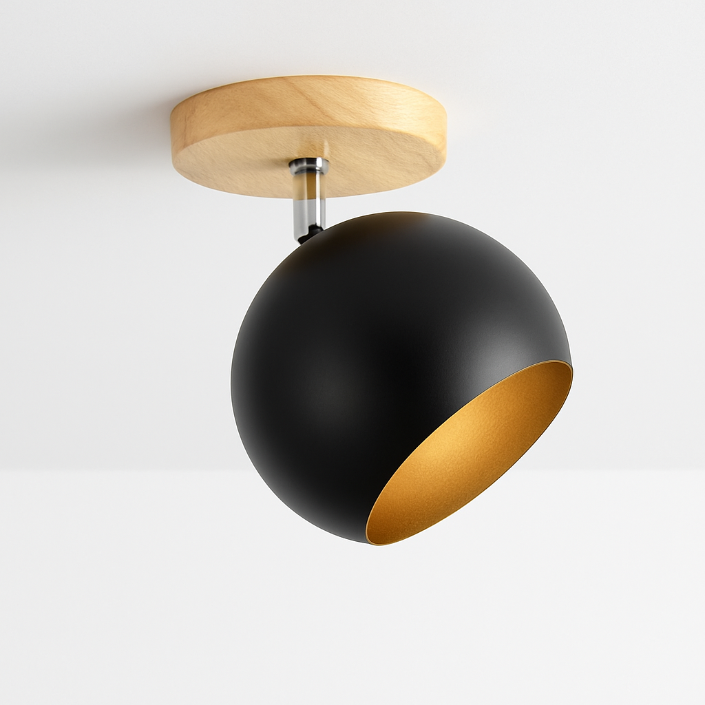 Dervian | Moderne Sferische Verstelbare Hout- en Metalen Plafondlamp