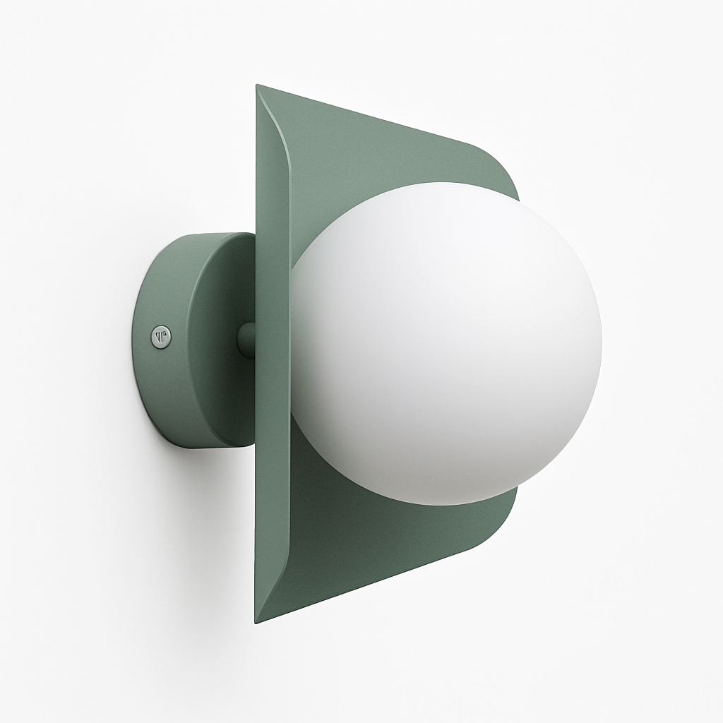 Veltryx | Minimalistische Matglazen Bol Moderne Metalen Wandlamp
