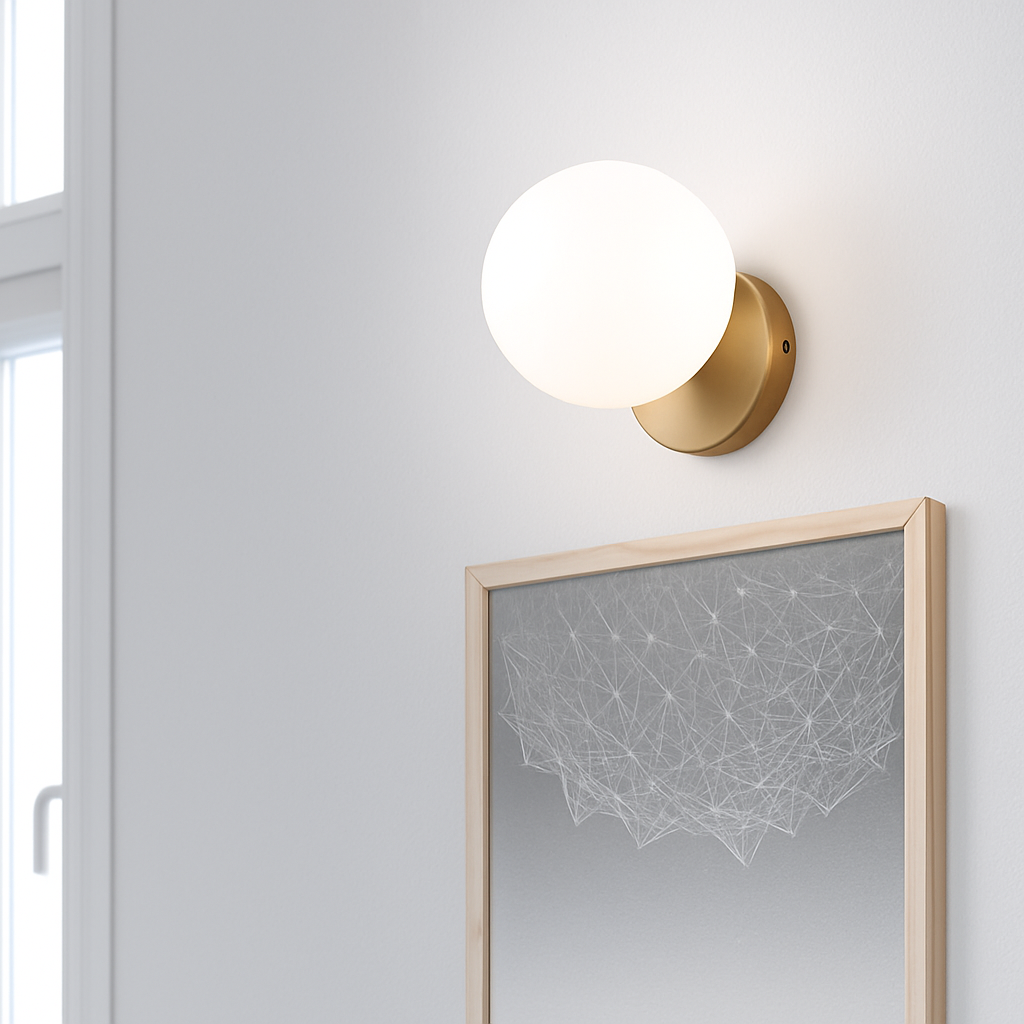 Krythall | Geometrische Mat Glazen Bol Vergulde Wandlamp