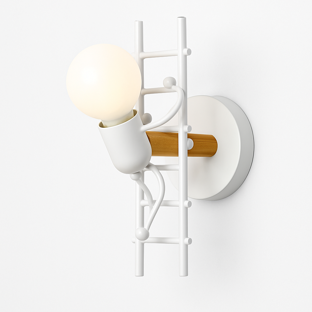Veltria| Speelse Figuren Trap Metalen Houten Wandlamp