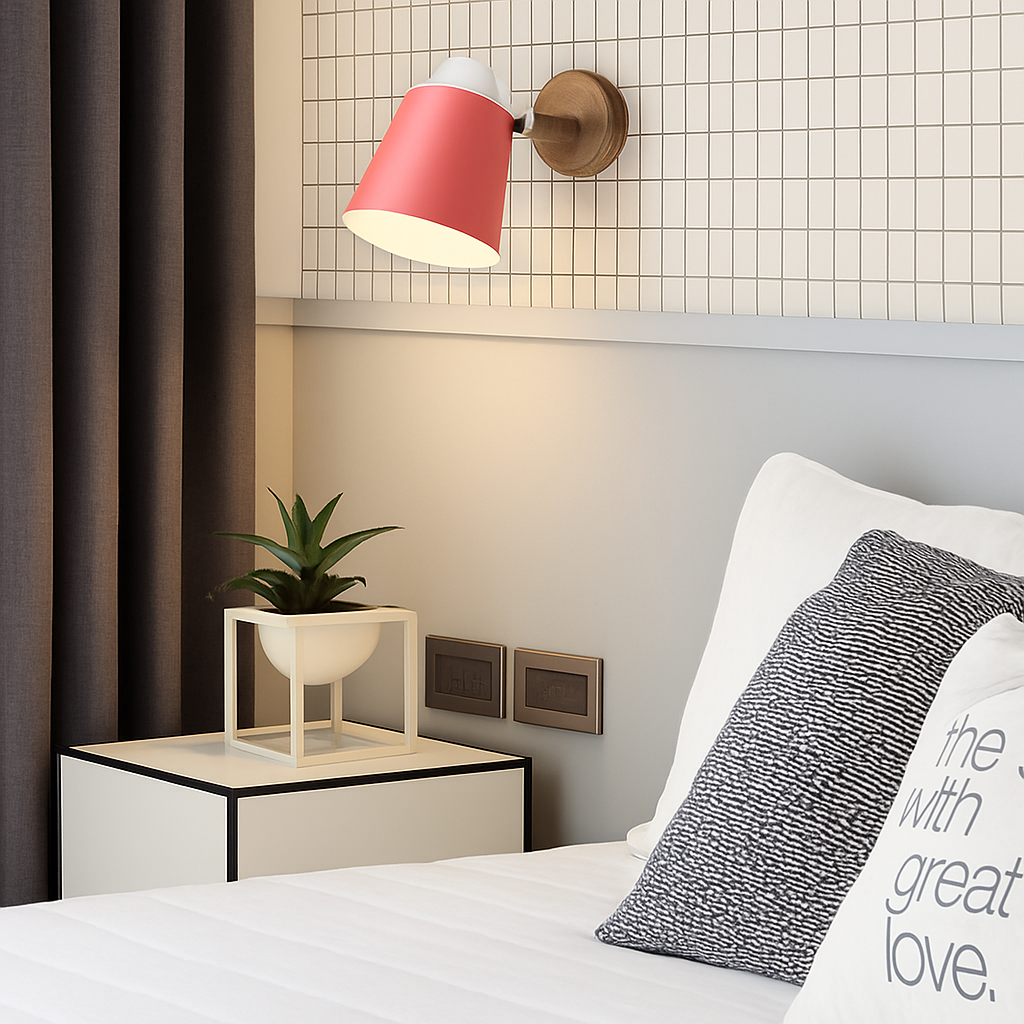 Velmoria | Verstelbare LED Metalen Wandlamp Met Houten Bevestiging