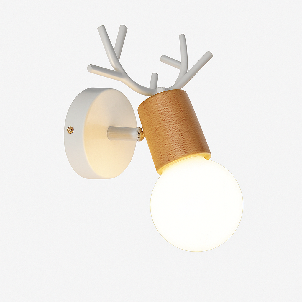 Virello | Gesculpteerde Herten Gewei Hout en Metaal Moderne Wandlamp