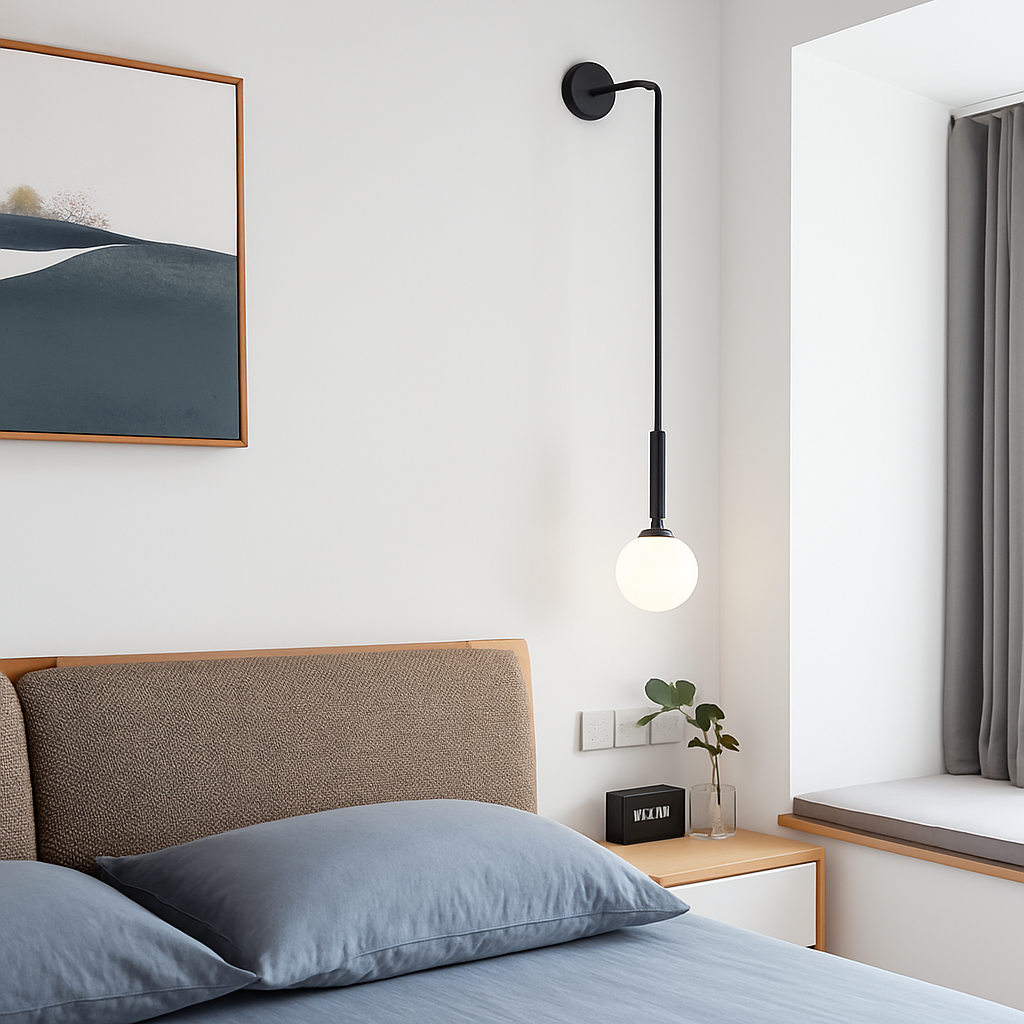 Velentia | Minimalistische matte bol noordse glazen wandlamp