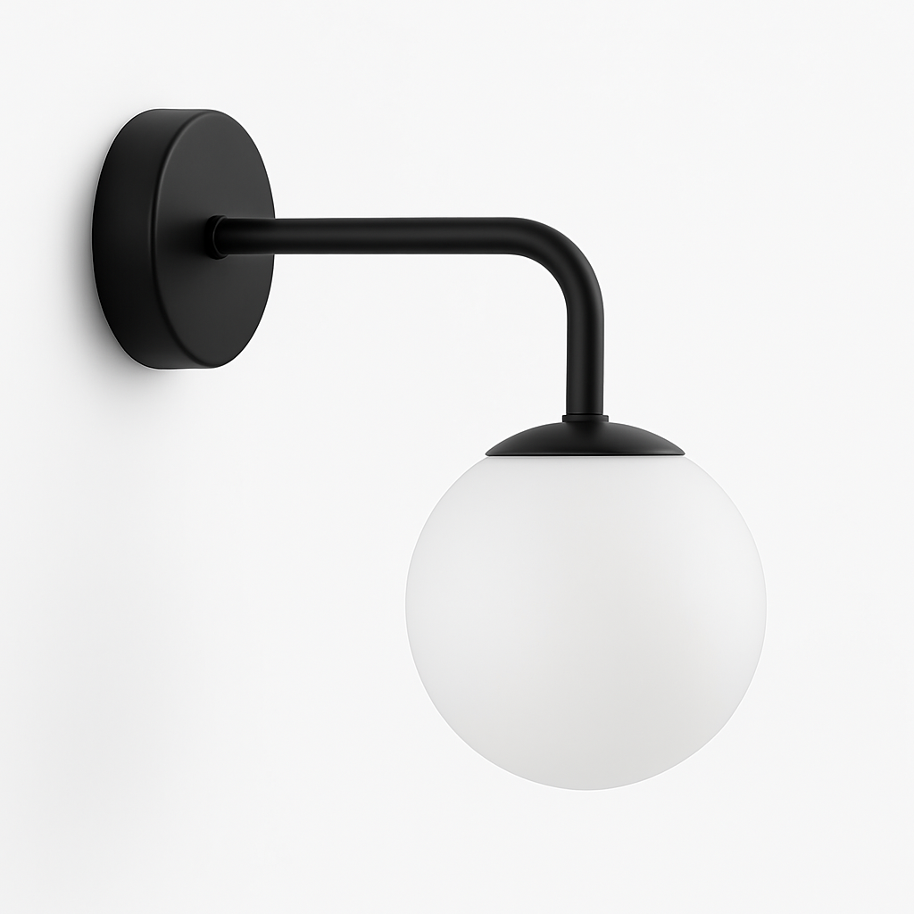 Velentia | Minimalistische matte bol noordse glazen wandlamp