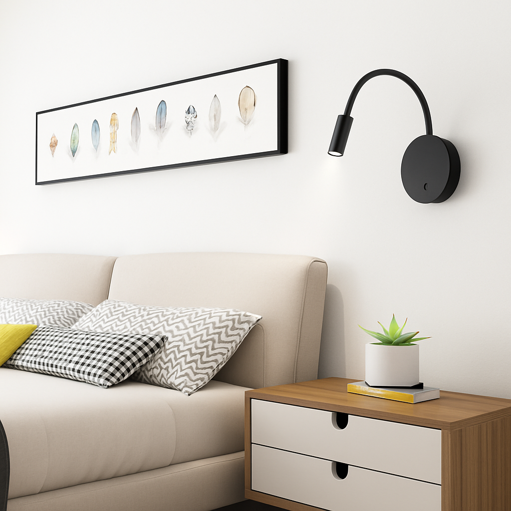 Delvoryn | Minimalistische Verstelbare Zwanenhals Leeswandlamp