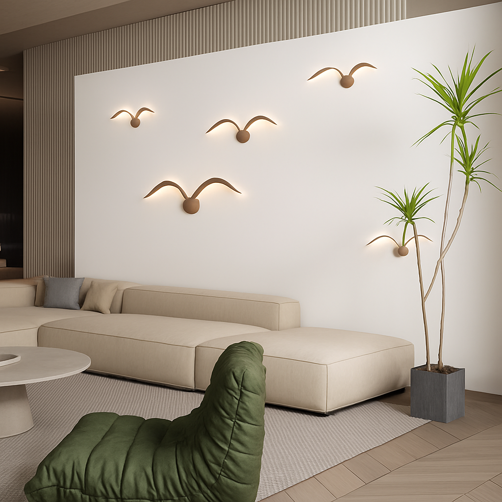 Kelthrom | Noordse Sculpturale Vogelvorm Acryl Wandlamp