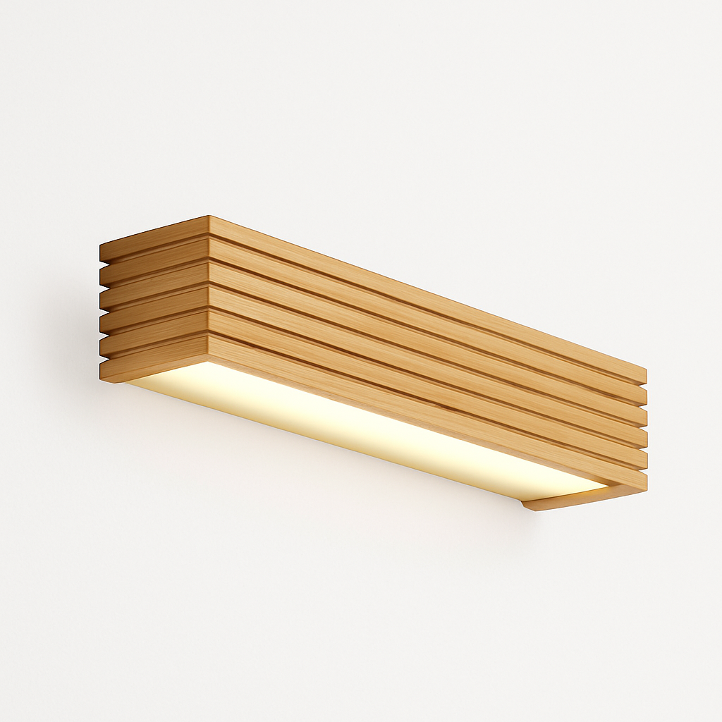 Verqyra | Rechthoekige Gesneden Houten Moderne Wandlamp