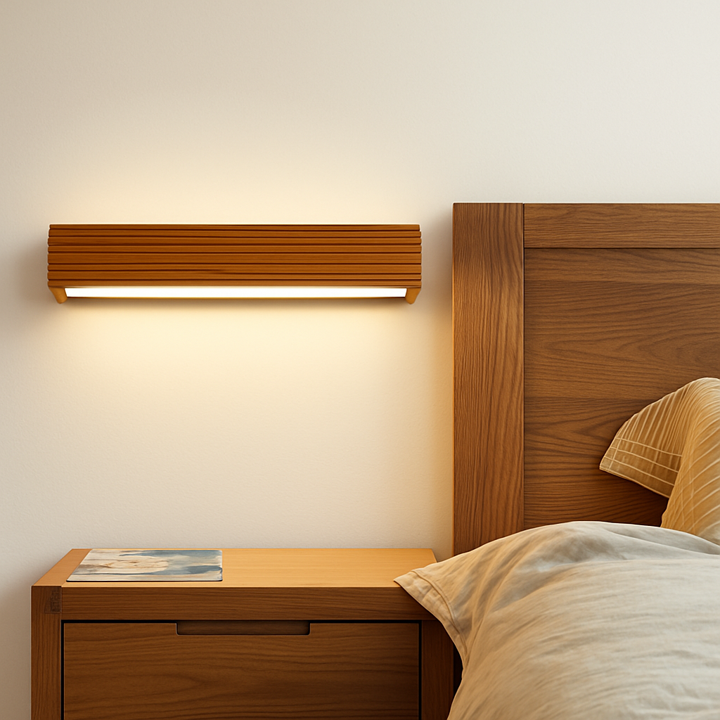Verqyra | Rechthoekige Gesneden Houten Moderne Wandlamp