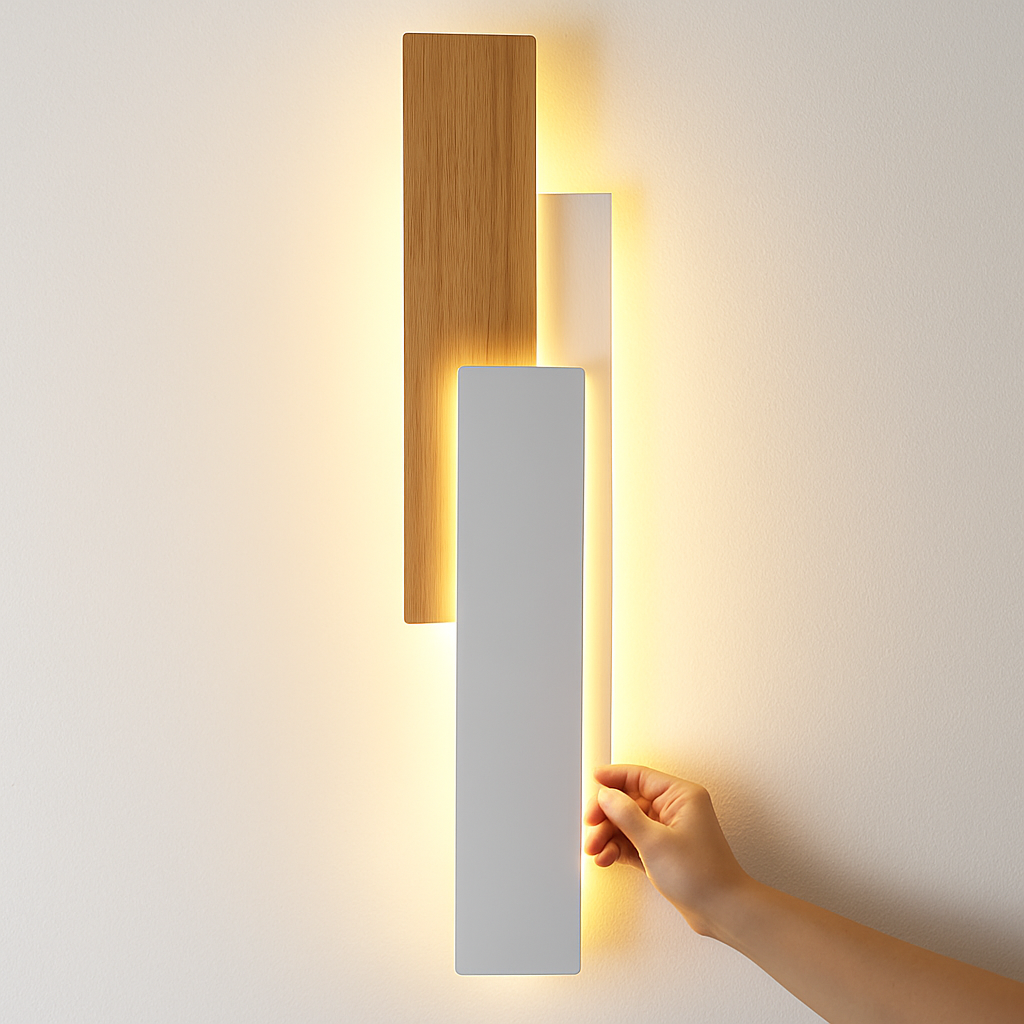 Kernowen | Architectonische geometrische houten profiel moderne wandlamp