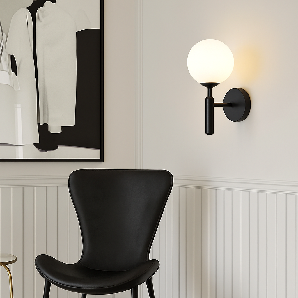 Belgracia | Geometrische Bol Transparante Kap Gepoedercoat IJzeren Wandlamp