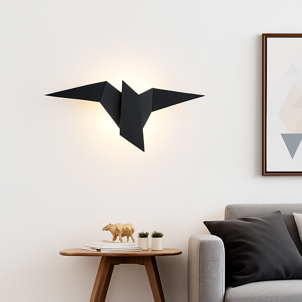 Zeyvori | Elegante Origami Vogel Sculpturale Metalen Wandlamp