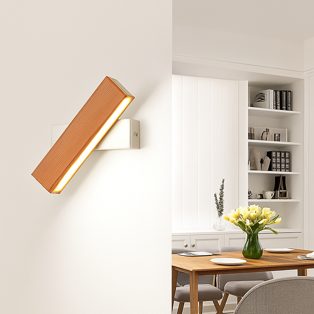 Veldromi | Scandinavische cilindrische draaibare houten leeswandlamp