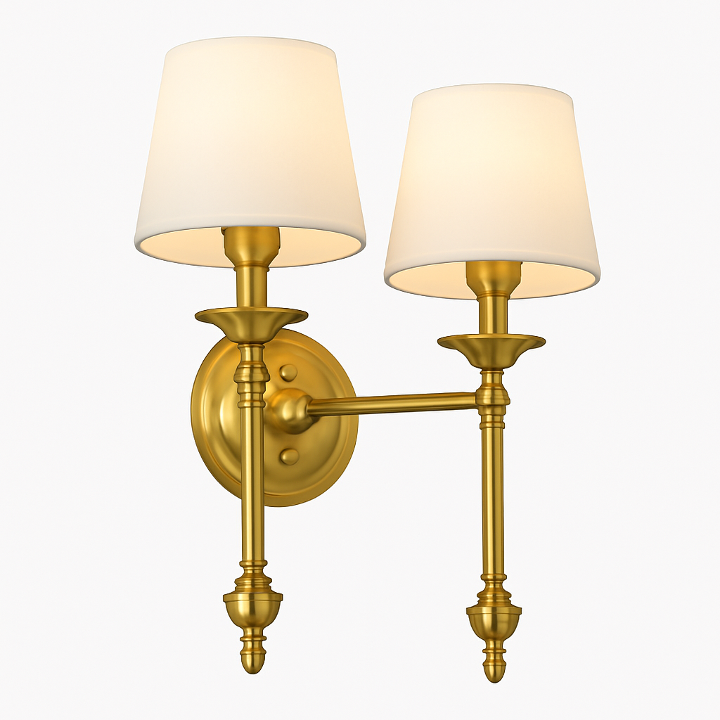 Kelmscott | Moderne Geribbelde Metalen Wandlamp met Stoffen Kap