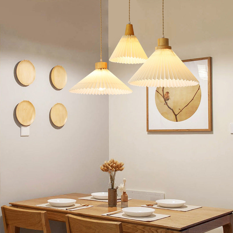 Luvithos | Architectonische Cluster Plissé Geplooide Houten Hanglamp