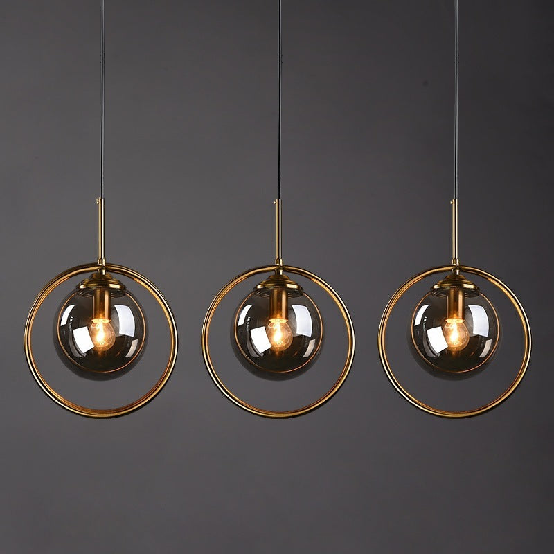 Luvie | Elegante Glazen Globe Hanglamp met Stijlvolle Metalen Ring