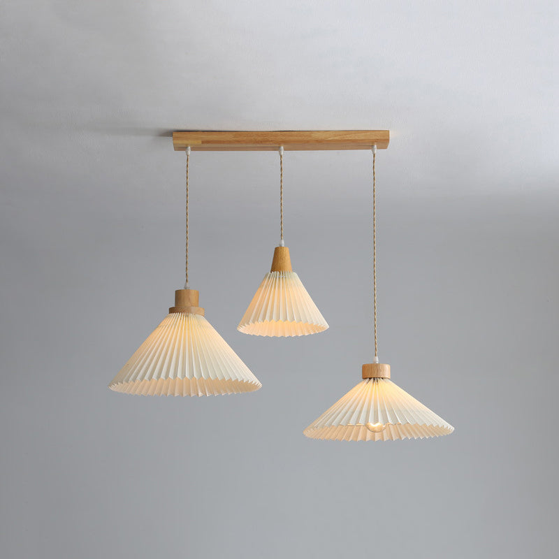 Luvithos | Architectonische Cluster Plissé Geplooide Houten Hanglamp